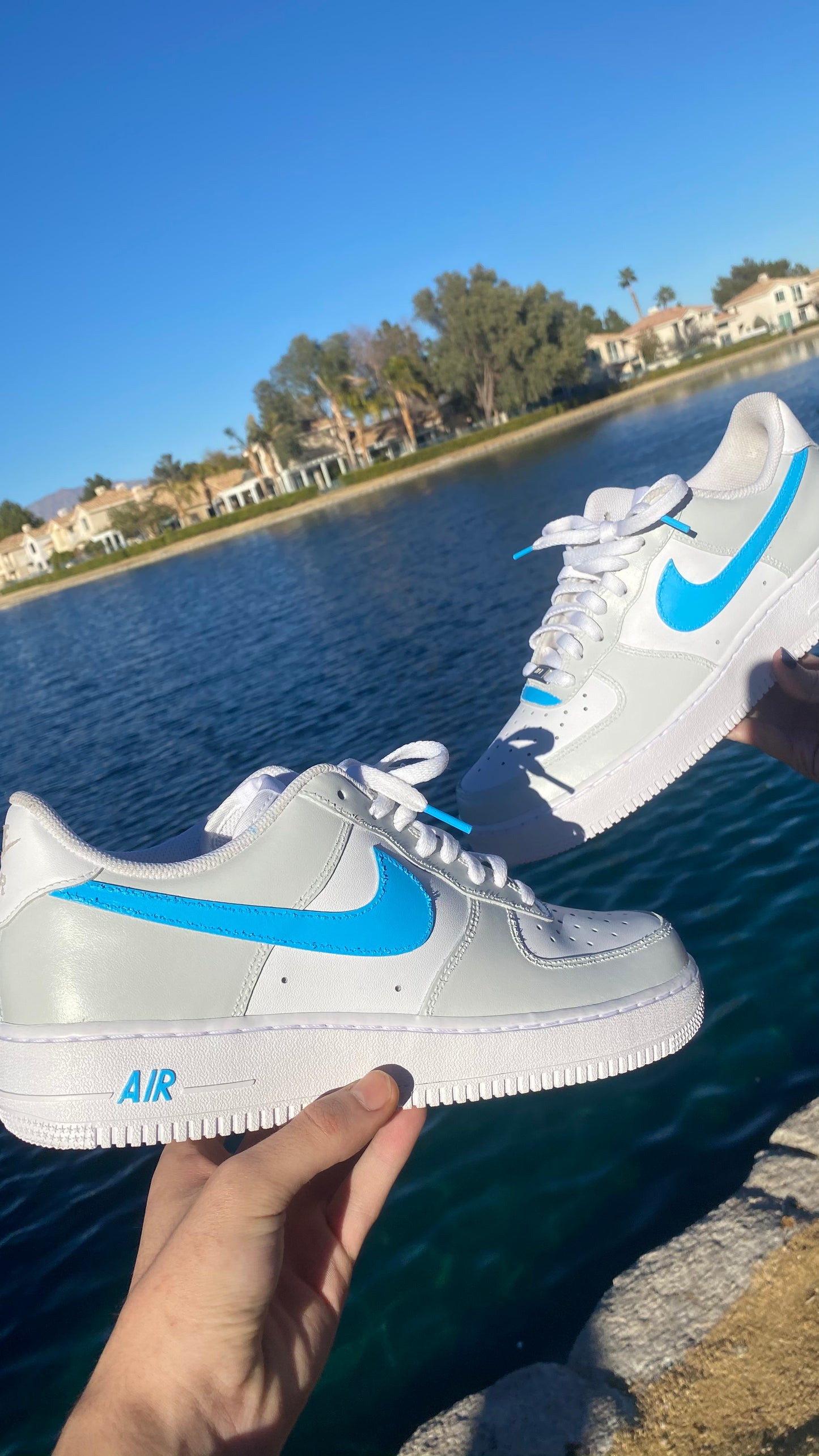 Custom Nike Air Force 1 “ STEEL WATER "