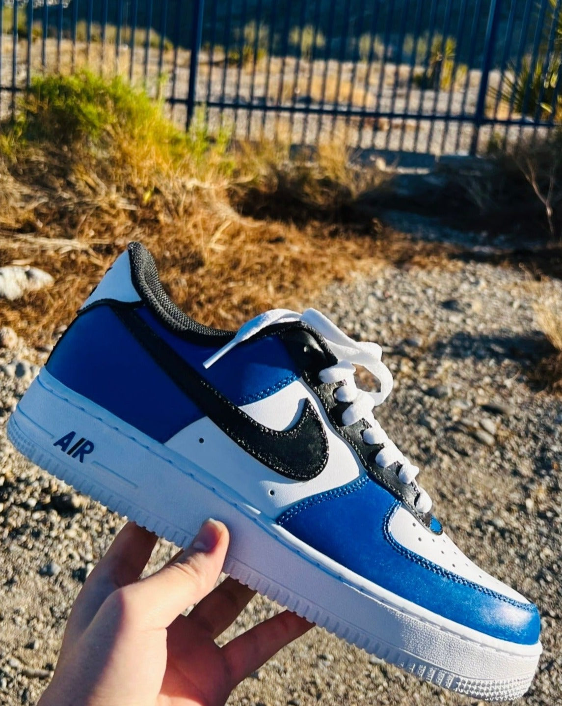 Nike Air Force One Low light Blue Custom Painted Sneakers 